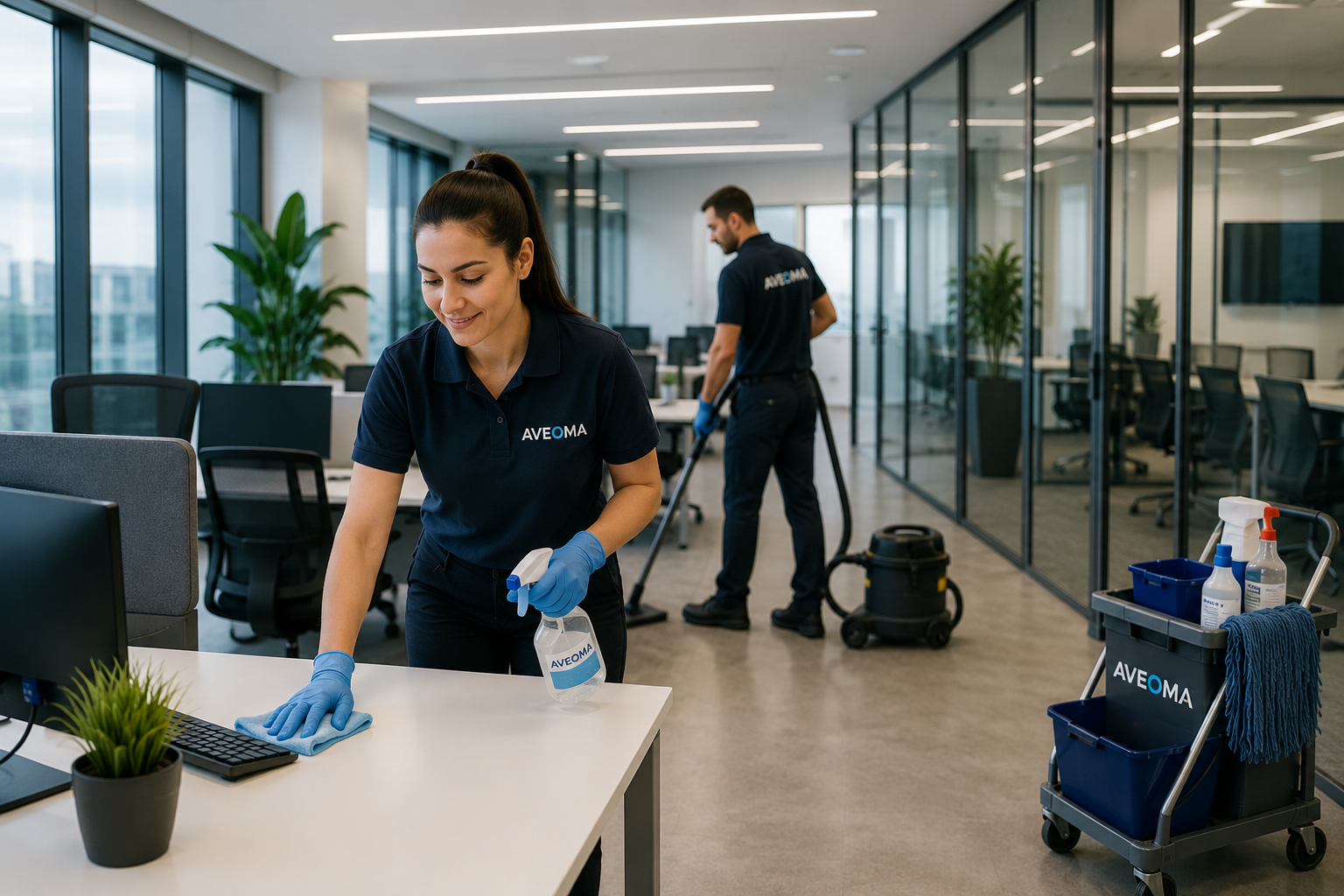 Professionelle Büroreinigung in modernen Geschäftsräumen